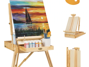 Portable Wooden French Easel with Sketchbox, Pallet, and Storage Drawer just $74.99 shipped! (Reg. $150)