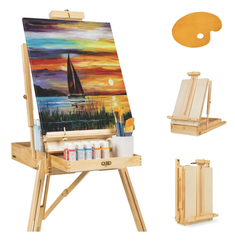 Portable Wooden French Easel with Sketchbox, Pallet, and Storage Drawer just $74.99 shipped! (Reg. $150)