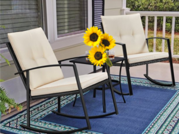 Check out this FAB 3 Rocking Chair Set, A Must Have to Sit Back, Relax and Watch the Birds, Just $179.99.99 + Free Shipping!