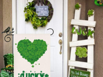 Lucky Shamrock Clover Heart Yard Flag $9.99 (Reg. $12.99) | St Patrick’s Day Decoration!