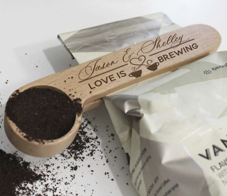 Custom Engraved Wood Coffee Scoop Bag Clip for just $12.99 shipped!