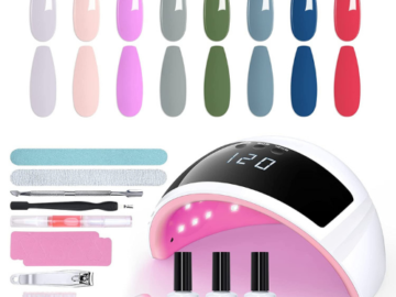 8-Color Gel Nail Polish Set with UV Light $19.99 (Reg. $39.99) | DIY Nail Art Tool!