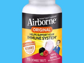 116 Count Airborne 1000mg Vitamin C Chewable Tablets with Zinc, Very Berry Flavor as low as $10.50 Shipped Free (Reg. $18.99) – 27K+ FAB Ratings! $0.09/ Tablet, For Immune Support