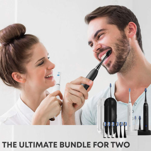 Today Only! AquaSonic Duo Dual Handle Ultra Whitening Electric ToothBrushes $33.96 Shipped (Reg. $70) – 18K+ FAB Ratings! With 10 Dupont Brush Heads & 2 Travel Cases