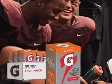 80 Count Gatorade Thirst Quencher Powder, Fruit Punch, 1.23 oz Packets as low as $22.99 Shipped Free (Reg. $30) | 29¢/Packet