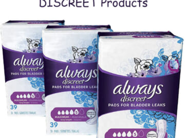 Save $3 OFF ONE Always DISCREET Products (Liners, Pads, Underwear, Boutique) as low as $25.89 Shipped Free (Reg. $48.93) | just 22¢ each!