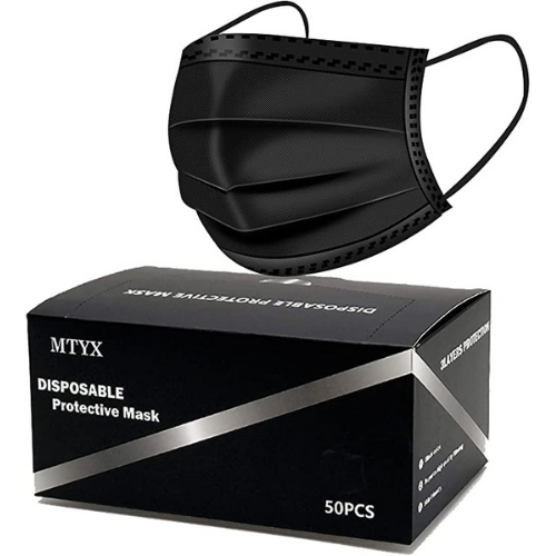 Refresh your mask supply with medical grade filter protection and get these 50 Count MTYX 3-Ply Disposable Black Face Masks $10.99 After Code (Reg. $21.99)