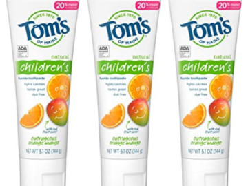 3-Count 5.1-Oz Tom’s of Maine Natural Kid’s Fluoride Toothpaste as low as $10.17 Shipped Free (Reg. $17.99) – 4.2K+ FAB Ratings! | $3.39/Tube