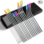 Reusable Metal Straws with Silicone Tips, 16-Pack for just $5.60!