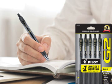 5 Pack Pilot G2 Retractable Gel Pens, Bold Point, Black $4.22 (Reg. $12.25) – $0.84 each! Back in stock!