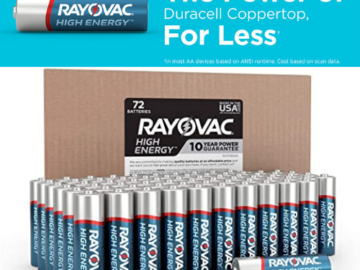 72 Count Rayovac Alkaline AA Batteries as low as $15.86 Shipped Free (Reg. $24.40) – 14.6K+ FAB Ratings! | 22¢/Battery