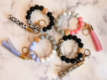 Silicone Wood Bead Key Ring Bracelet for $14.99 shipped!