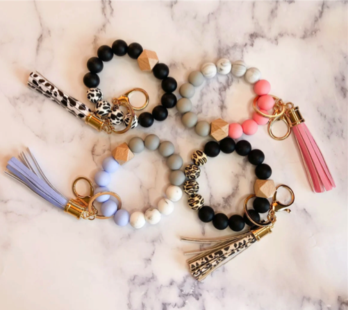 Silicone Wood Bead Key Ring Bracelet for $14.99 shipped!