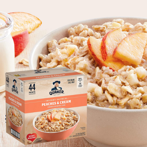 44-Pack Quaker Instant Oatmeal, Peaches & Cream Flavor $12.79 (Reg. $16) | $0.29 / 1.05 Oz Packet!