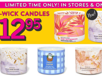 Bath & Body Works | 3-Wick Candles for $12.95