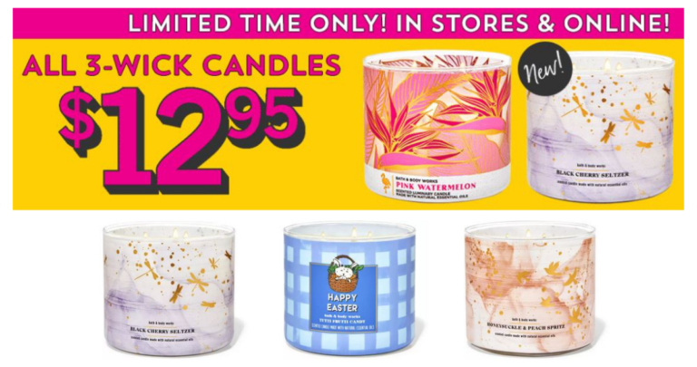 Bath & Body Works | 3-Wick Candles for $12.95