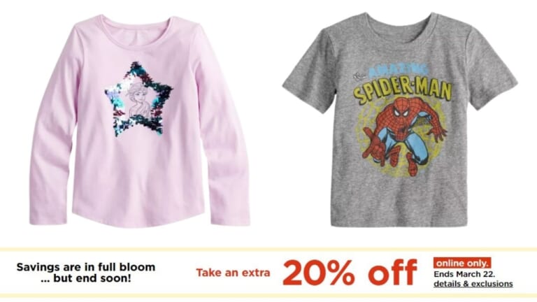 Kohl’s | 20% Off Kids’ Disney Clearance Tees