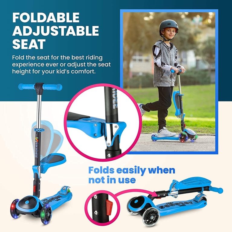 Today Only! Adjustable Foldable Kick Scooters for Kids Ages 3-5 $47.95 Shipped Free (Reg. $80) – 13K+ FAB Ratings! Multiple Colors, With LED Light Wheels and Removable Seat