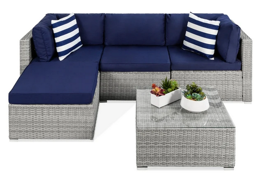 5-Piece Modular Wicker Sectional Conversation Set