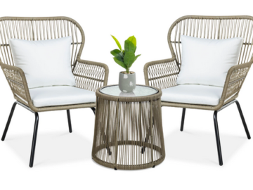 3-Piece Patio Wicker Conversation Bistro Set