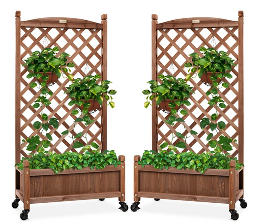 Set of 2 Wood Planter Box & Lattice Trellis only $144.99 shipped!