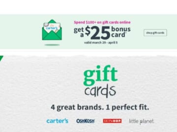 Carter’s | $25 Bonus With $100+ Gift Card Purchase