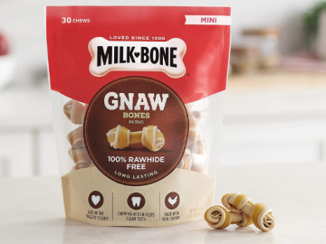 30-Count Milk-Bone Gnaw Bones Rawhide Free Chew Treats for Dogs as low as $7.68 Shipped Free (Reg. $15.99) – FAB Ratings! 3K+ 4.7/5 Stars! | 26¢ each Knotted Bone!