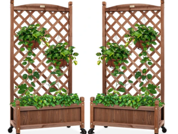 Set of 2 Wood Planter Box & Lattice Trellis only $144.99 shipped!