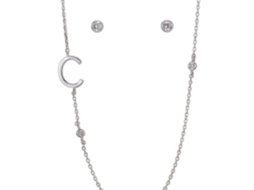 Initial Necklaces with Cubic Zirconia Stud Earrings $8.96 (Reg. $45)