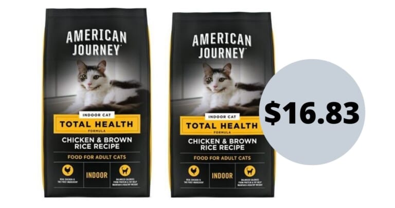 American Journey Indoor Cat Food 15lb Bag for $16.83