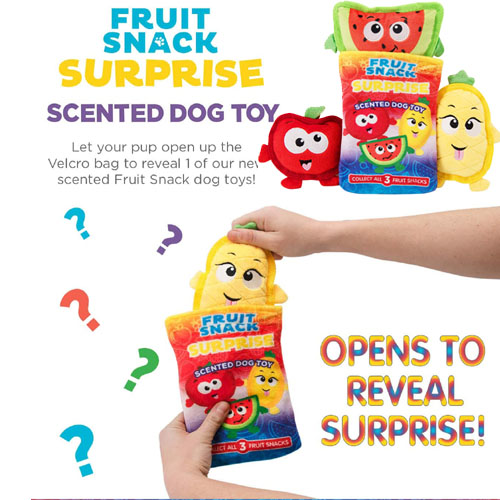 Outward Hound Surprise Fruit Snack Dog Toys as low as $4.74 Shipped Free (Reg. $9.99) | Collect All 3 Scented Fruit Snack Squeakin’ Dog Toys!