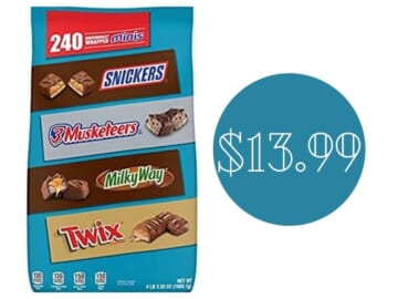 MARS Chocolate Mini Bars Variety Mix 240-ct bag for $13.99