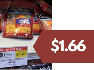 $1.66 Sargento Shredded Cheese at Publix