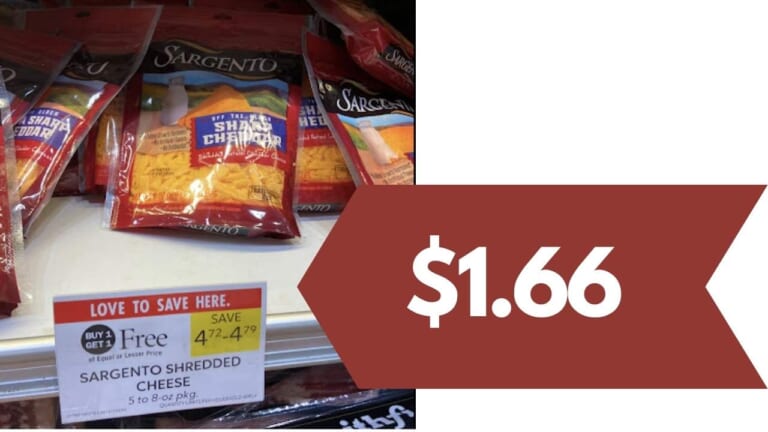 $1.66 Sargento Shredded Cheese at Publix