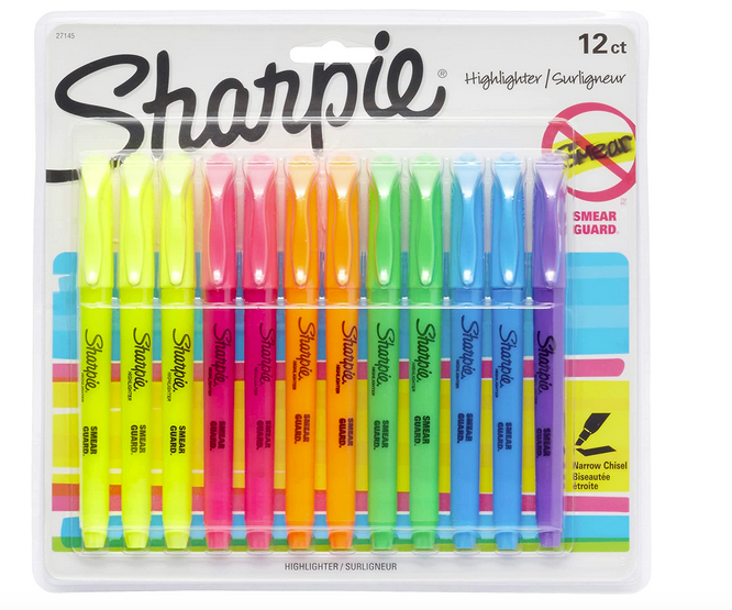 Sharpie Pocket Highlighters, 12 pack only $4.57!