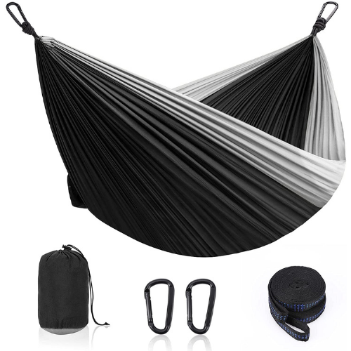 Black & Grey Double Parachute Camping Hammock $14.84 After Code (Reg. $26.98) + Free Shipping | Easy to Carry with Storage Bag