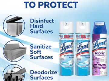 2-Count Lysol Disinfectant Spray, Crisp Linen + 1 Fabric Disinfectant, Lavender Fields as low as $8.56 Shipped Free (Reg. $17.95) | $2.85 each!