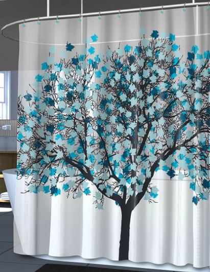 blue foliage shower curtain