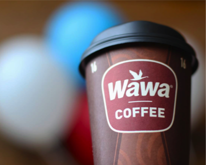 Close-up shot of Wawa coffee cup