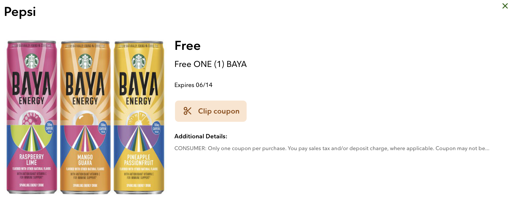 Get Starbucks Baya Energy Drink For FREE At Publix on I Heart Publix