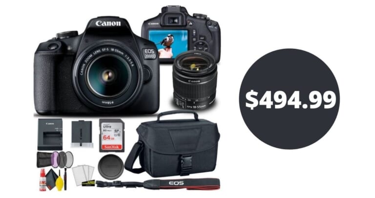 Canon EOS 2000D / Rebel T7 DSLR Camera for $494.99