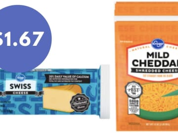 $1.67 Kroger Brand Shredded & Block Cheese, No Coupons Needed