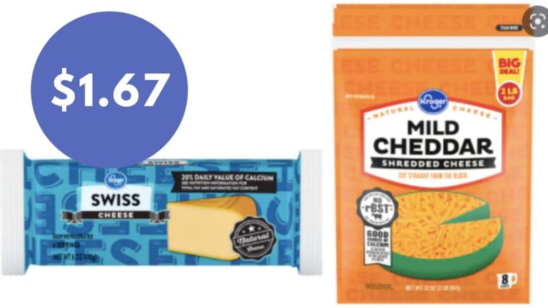 $1.67 Kroger Brand Shredded & Block Cheese, No Coupons Needed