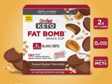 14-Count SlimFast Peanut Butter Chocolate Snack Cups as low as $6.29 Shipped Free (Reg. $9.97) | $0.45 per Snack! Keto Fat Bombs!