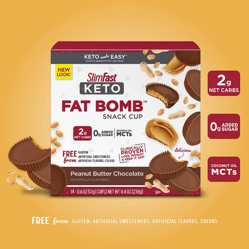 14-Count SlimFast Peanut Butter Chocolate Snack Cups as low as $6.29 Shipped Free (Reg. $9.97) | $0.45 per Snack! Keto Fat Bombs!