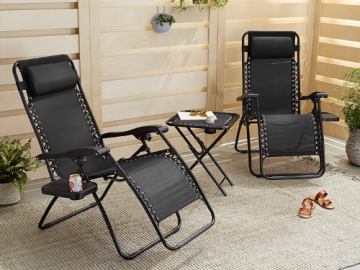 2-Pack Amazon Basics Reclining Chair Set $102.49 Shipped Free (Reg. $140) | $51.25 each! FAB Ratings! 5K+ 4.7/5 Stars! Includes Side Table, 2 Pillows, & 2 Cup Holders