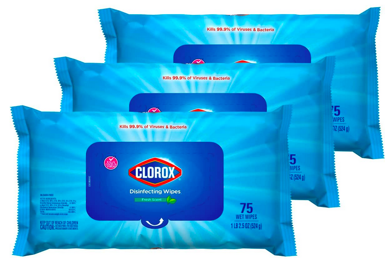 Clorox Disinfecting Wipes, Bleach Free Cleaning Wipes, Fresh Scent, Moisture Seal Lid, 75 Wipes, Pack of 3