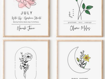 Personalized Birth Flower Print