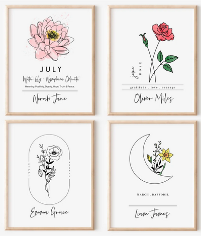 Personalized Birth Flower Print