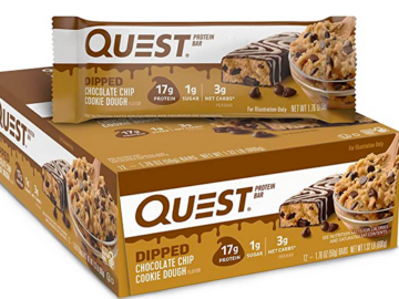 Quest Nutrition Dipped Chocolate Chip Cookie Dough Protein Bars, 12 Count only $13.05 shipped!